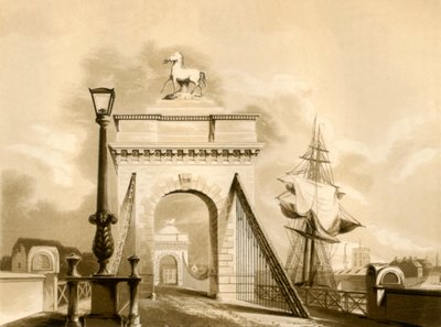 Norfolk Köprüsü, Yeni Shoreham, 1835. by George Baxter