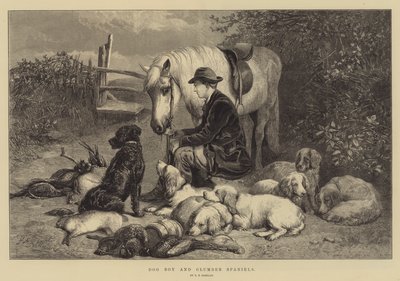 Köpek Çocuk ve Clumber Spaniel by George Bouverie Goddard