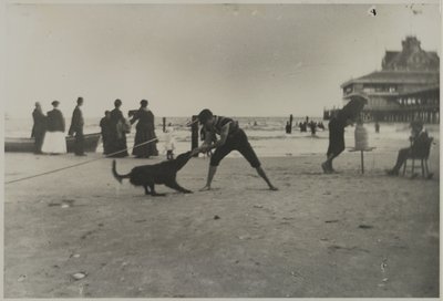 Boy and Dog, Iron Pier, Coney Island, Brooklyn, c.1885 (basılı jelatin gümüş baskı) by George Bradford Brainerd