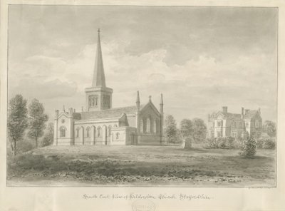 Hilderstone Kilisesi: sepya çizimi, 1841 by George Buckler