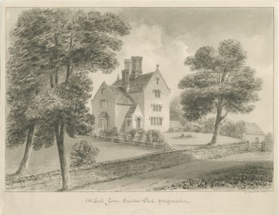 Sandon - Old Hall Farm: sepya yıkama çizimi by George Buckler