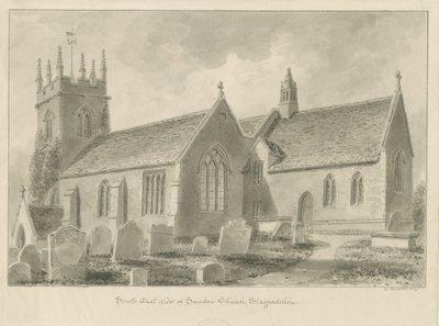 Sandon Kilisesi: sepya çizimi, 1841 by George Buckler