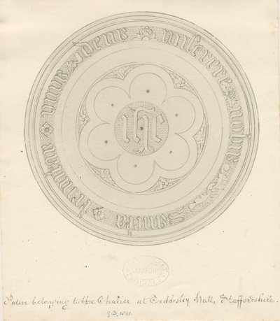 Teddesley Hall - Paten: kalem ve yıkama çizimi by George Buckler