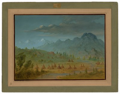 Bir Karga Köyü ve Somon Nehri Dağları by George Catlin