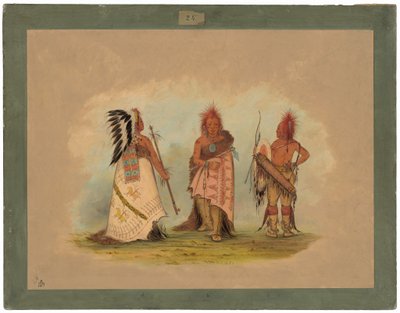 İki Savaşçılı Bir Pawnee Şefi by George Catlin