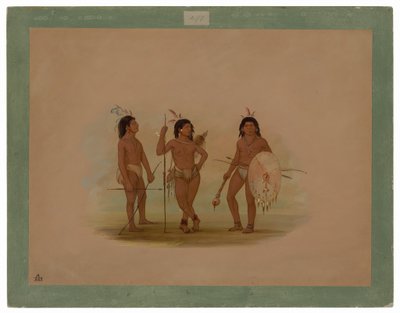 Bir Puelchee Şefi ve İki Genç Savaşçı by George Catlin