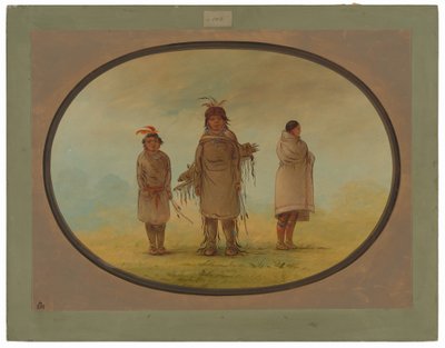 Bir Taş Savaşçı, Karısı ve Bir Çocuk by George Catlin