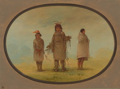 Bir Taş Savaşçı, Karısı ve Bir Çocuk, 18551869. by George Catlin