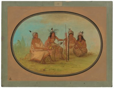 Yaşlı Bir Ojibbeway Şefi ve Üç Savaşçı by George Catlin