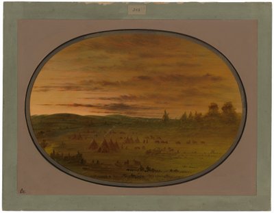 Gün Batımında Bir Kızılderili Kampı by George Catlin