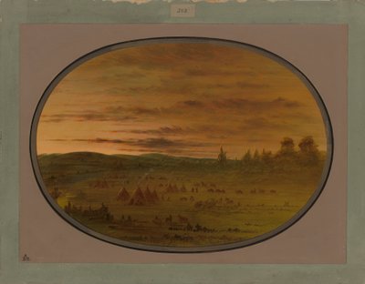 Gün Batımında Bir Kızılderili Kampı, 1861-69 by George Catlin