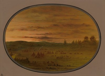 Gün Batımında Bir Kızılderili Kampı, 18611869. by George Catlin