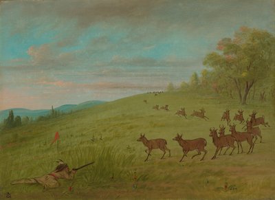 Antilop Atış - Assiniboine, 18611869. by George Catlin