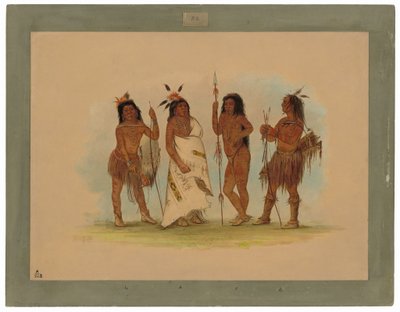 Apaçi Şefi ve Üç Savaşçı by George Catlin