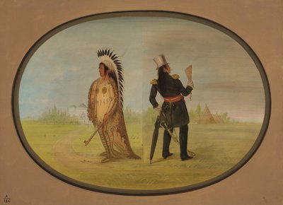 Medeniyet öncesi ve sonrası Assiniboine Şefi, 18611869. by George Catlin