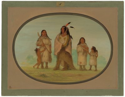 Assinneboine Savaşçısı ve Ailesi by George Catlin
