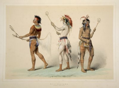 Ball Players, from Catlins North American Indian Portfolio. Hunting Scenes and Amusements of the Rocky Mountains and Prairies of America, pub. 1845  by George Catlin