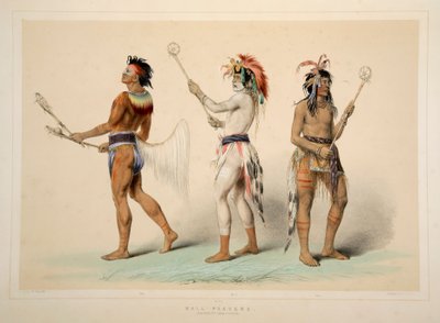Top Oyuncular, pub. 1845 renkli litografi. by George Catlin