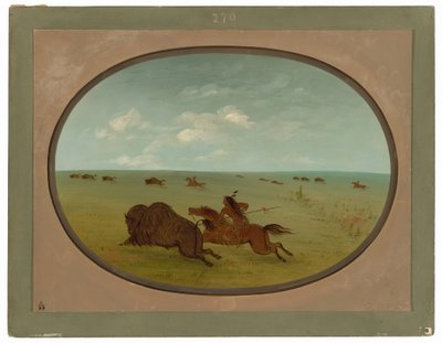 Buffalo Chase, Sioux Kızılderilileri, Yukarı Missouri by George Catlin