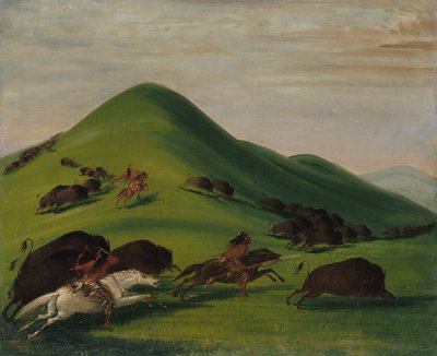 Prairie Bluffs üzerinde Buffalo Chase by George Catlin
