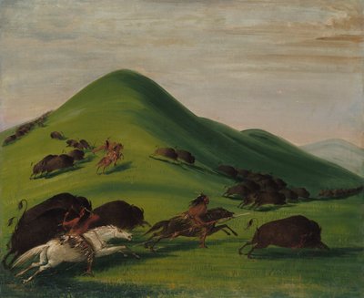 Prairie Bluffs üzerinde Buffalo Chase, 1832-1833. by George Catlin