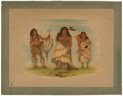 Komançi Şefi, Karısı ve Bir Savaşçı by George Catlin