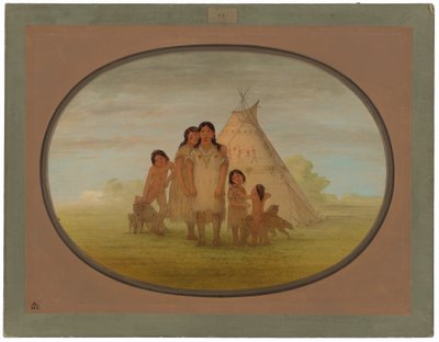 Comanche Chiefs Çocuklar ve Kızılderili çadırı by George Catlin