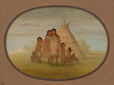 Comanche Chiefs Çocuklar ve Wigwam, 18611869. by George Catlin