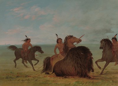 Camanchees Bir Buffalo Boğasını Lancing, 18611869. by George Catlin