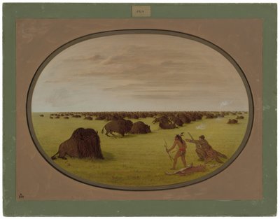 Catlin ve Hint Saldıran Buffalo by George Catlin