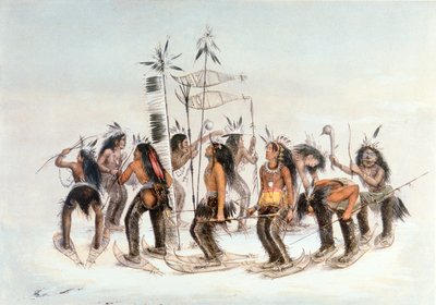 Chippewa Snowshoe Dance, c.1835 (kağıt üzerine suluboya) by George Catlin
