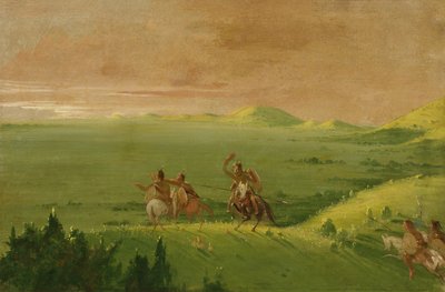 Komançi Savaş Partisi, Düşmanı Keşfetmek ve Gün Doğarken Adamlarını Çağırmak, 1834-1835. by George Catlin