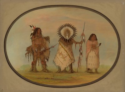 Karga Şefi, Karısı ve Bir Savaşçı, 18611869. by George Catlin