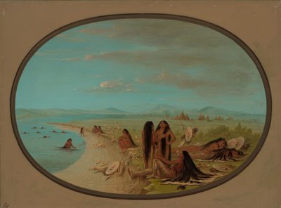 Karga Savaşçıları Yıkanıyor, 18611869. by George Catlin