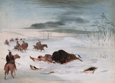 Kar Yığınında Ölen Bufalo Boğası by George Catlin