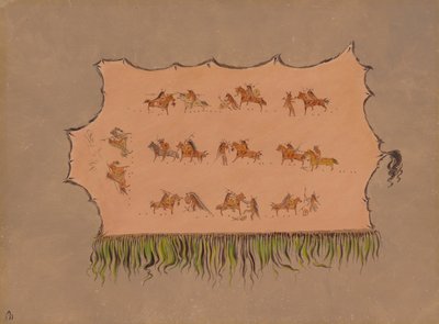 Şef Dörtlü Erkek Cüppesinin Faksimilesi - Mandan, 18611869. by George Catlin