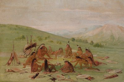 Konseyde Ayak Savaşı Partisi, Mandan, 1835-1837. by George Catlin