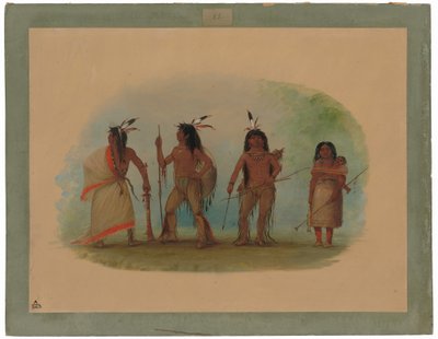 Dört Apaçi Kızılderili by George Catlin