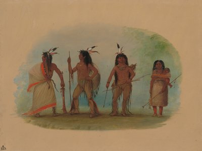 Dört Apaçi Kızılderilisi, 18551869. by George Catlin