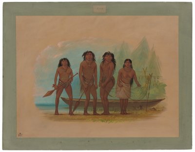 Dört Fuegian Kızılderili by George Catlin