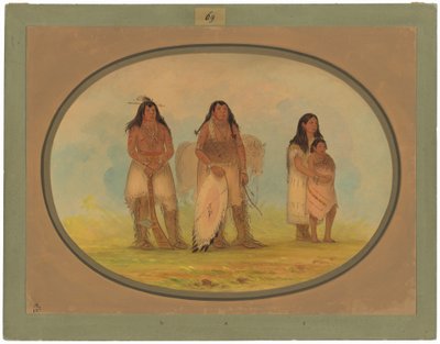 Dört Kiowa Kızılderili by George Catlin