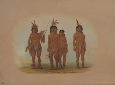 Dört Macouchi Kızılderilisi, 18541869. by George Catlin