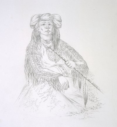 Ha-wan-je-tah (Tek Boynuz) 1852 by George Catlin