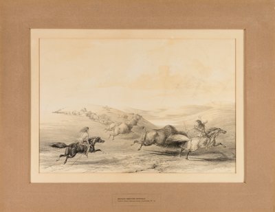 Bufalo Avlayan Kızılderililer--no. 29 by George Catlin
