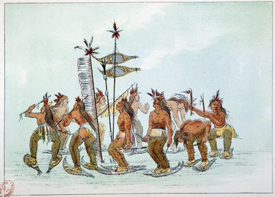 Amerika Kızılderilileri: Chippewa kabilesindeki kar ayakkabısının dansı. George Catlin