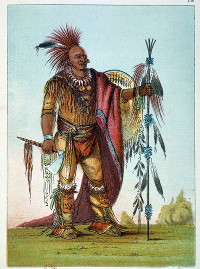 Amerika Kızılderilileri: Saksonlar ve Tilkiler kabilesinin bir liderinin portresi by George Catlin