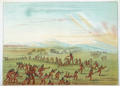 Amerika Kızılderilileri: 7 ila 15 yaş arasındaki Mandans çocuklarına avlanmayı öğretmek. George Catlin