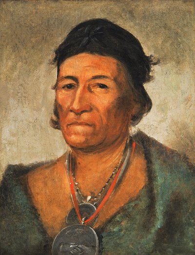 Ko-mán-i-kin, Büyük Dalga, Eski ve Seçkin Bir Şef, 1831. by George Catlin