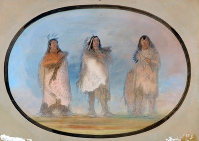 Küçük Ayı, Dik Rüzgar, Köpek; Sioux Kabilesinin Üç Seçkin Savaşçısı by George Catlin
