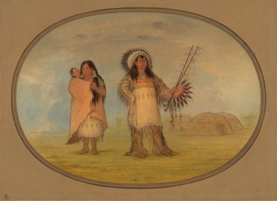 Mandan Sivil Şefi, Karısı ve Çocuğu, 18611869. by George Catlin
